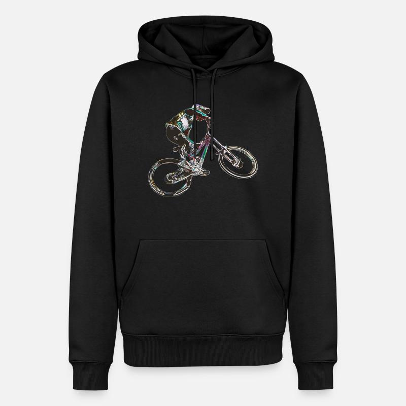 MTB-Abfahrt - Männer Premium Bio Hoodie - Schwarz