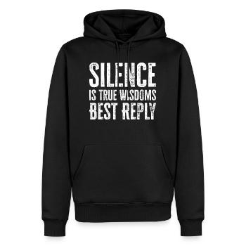Silence is True Wisdoms Best Reply - Männer Premium Bio Hoodie - Schwarz - Vorne - Nico (187cm)