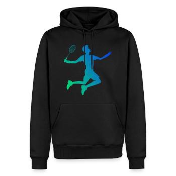 Badminton Badminton Squash Homme Joueur de Badminton - Sweat à capuche Premium bio Homme - noir - Devant - Nico (187cm)