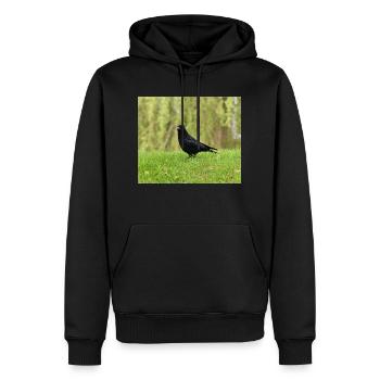 Passionné de corbeaux - Sweat à capuche Premium bio Homme - noir - Devant - Nico (187cm)