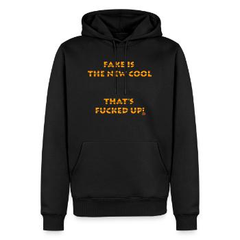 FAKE IS THE NEW COOL - Men’s Premium Organic Hoodie - black - Front - Nico (187cm)