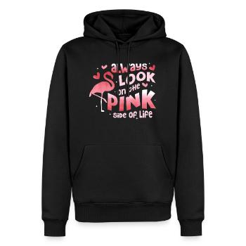 Regardez toujours du côté rose de la vie Oiseau rose Fla - Sweat à capuche Premium bio Homme - noir - Devant - Nico (187cm)