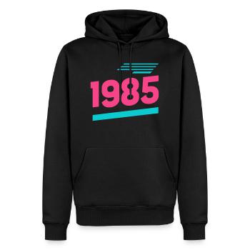 Né en 1985 – 40 ans de Retro Kult - Sweat à capuche Premium bio Homme - noir - Devant - Nico (187cm)