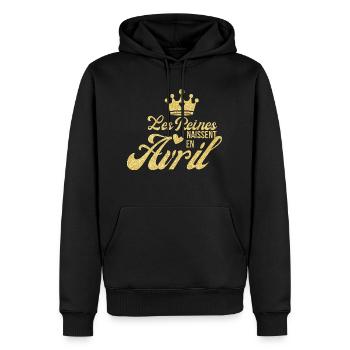 Königinnen werden im April geboren goldener Glitzer - Männer Premium Bio Hoodie - Schwarz - Vorne - Nico (187cm)