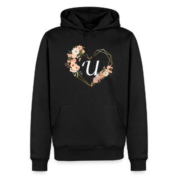 Blumen Goldenes Herz U Buchstabe - Männer Premium Bio Hoodie - Schwarz - Vorne - Nico (187cm)