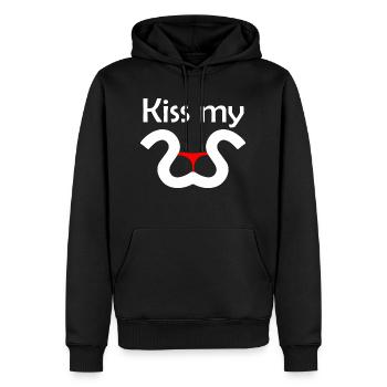Küss mein S - Männer Premium Bio Hoodie - Schwarz - Vorne - Nico (187cm)