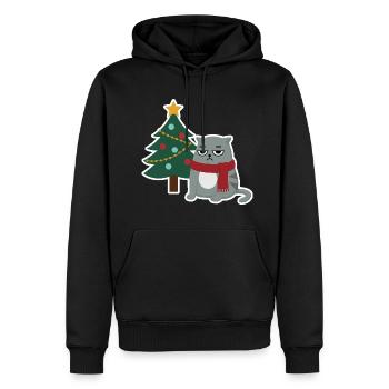 Cat Grumpy Christmas - Men’s Premium Organic Hoodie - black - Front - Nico (187cm)