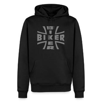 biker - Sweat à capuche Premium bio Homme - noir - Devant - Nico (187cm)