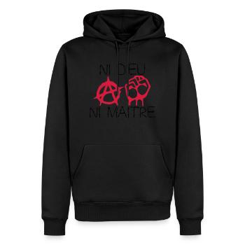ni dieu ni maitre - Sweat à capuche Premium bio Homme - noir - Devant - Nico (187cm)