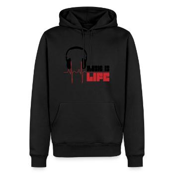 Music is life - Männer Premium Bio Hoodie - Schwarz - Vorne - Nico (187cm)