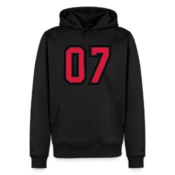 07 sports jersey football number - Herre Premium økologisk hoodie - sort - Foran - Nico (187cm)