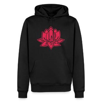 Lotus, Lotusblüte, Lotusblume, 23 Farben wählbar - Männer Premium Bio Hoodie - Schwarz - Vorne - Nico (187cm)