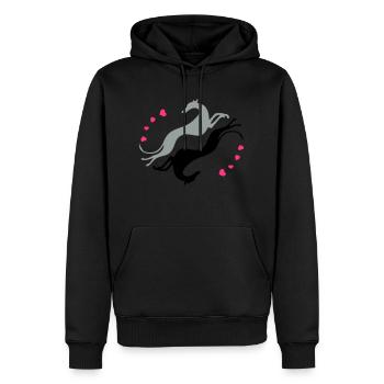 Lévriers tête-bêche - Sweat à capuche Premium bio Homme - noir - Devant - Nico (187cm)