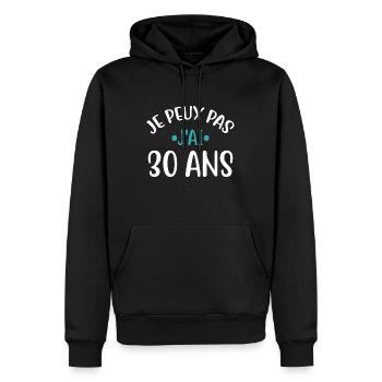 J'ai 30 ans cadeau - Sweat à capuche Premium bio Homme - noir - Devant - Nico (187cm)