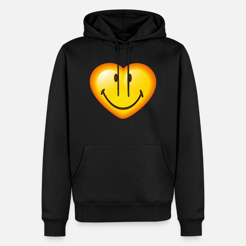 Smiley Glossy Heart - Sweat à capuche Premium bio Homme - noir