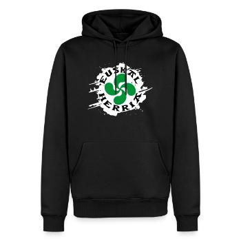Croix Basque - Lauburu - Sweat à capuche Premium bio Homme - noir - Devant - Nico (187cm)
