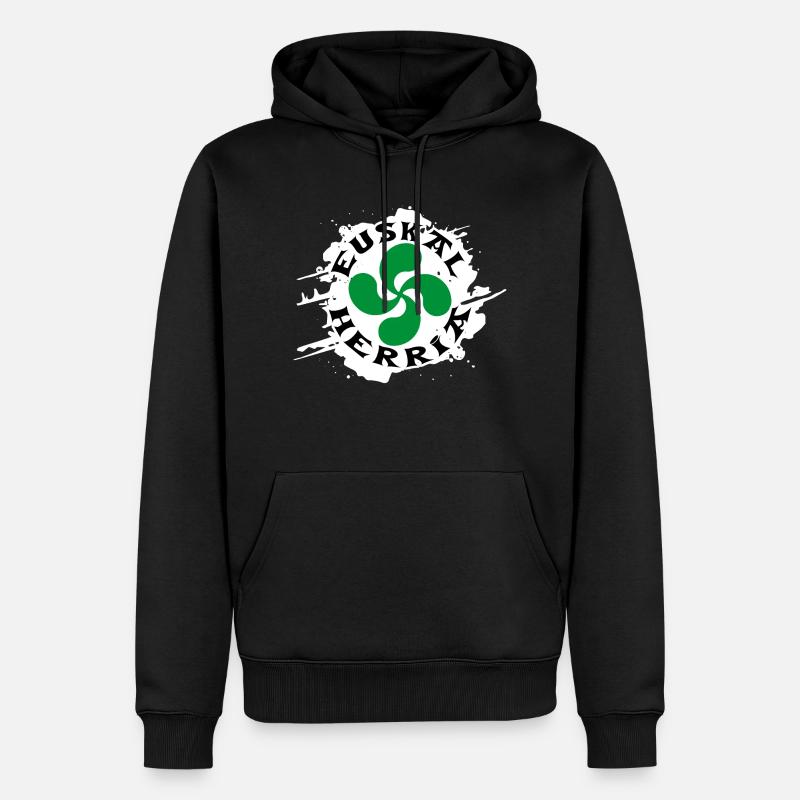 Croix Basque - Lauburu - Sweat à capuche Premium bio Homme - noir