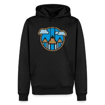 Stylos (paysage) 02 - Sweat à capuche Premium bio Homme - noir - Devant - Nico (187cm)
