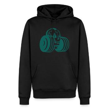 dumbbell skull bodybuilding - Men’s Premium Organic Hoodie - black - Front - Nico (187cm)