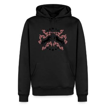 Jumping Unicorns -Springende Einhörner - Sweat à capuche Premium bio Homme - noir - Devant - Nico (187cm)