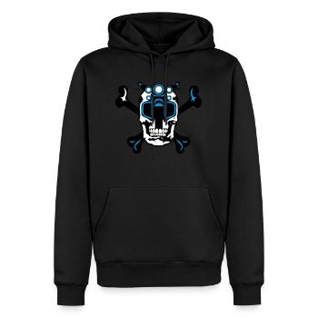 tete de mort moto os crane skull - Sweat à capuche Premium bio Homme - noir - Devant - Nico (187cm)