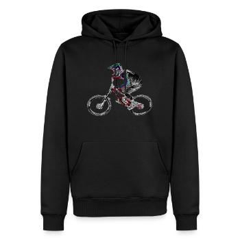 vtt mtb downhill - Sweat à capuche Premium bio Homme - noir - Devant - Nico (187cm)