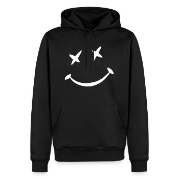 Visage souriant - Sweat à capuche Premium bio Homme - noir - Devant - Nico (187cm)