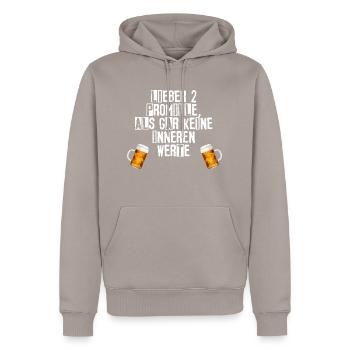 Lustiger Spruch - 2 Promille - Alkohol - Männer Premium Bio Hoodie - Taupe - Vorne - Nico (187cm)