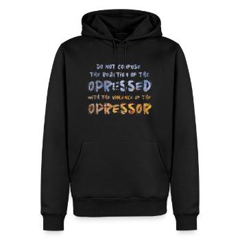 Resistance Phrases - Men’s Premium Organic Hoodie - black - Front - Nico (187cm)