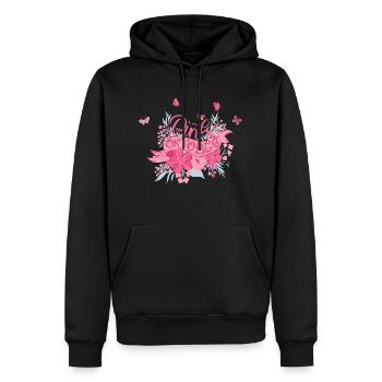 octobre rose - Sweat à capuche Premium bio Homme - noir - Devant - Nico (187cm)