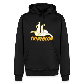 Triathlon Shirt, Triathlet Geschenkidee Triathlete - Männer Premium Bio Hoodie - Schwarz - Vorne - Nico (187cm)