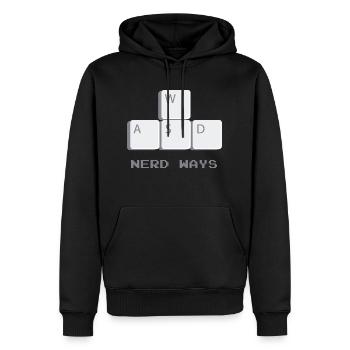 nerd way - Sweat à capuche Premium bio Homme - noir - Devant - Nico (187cm)