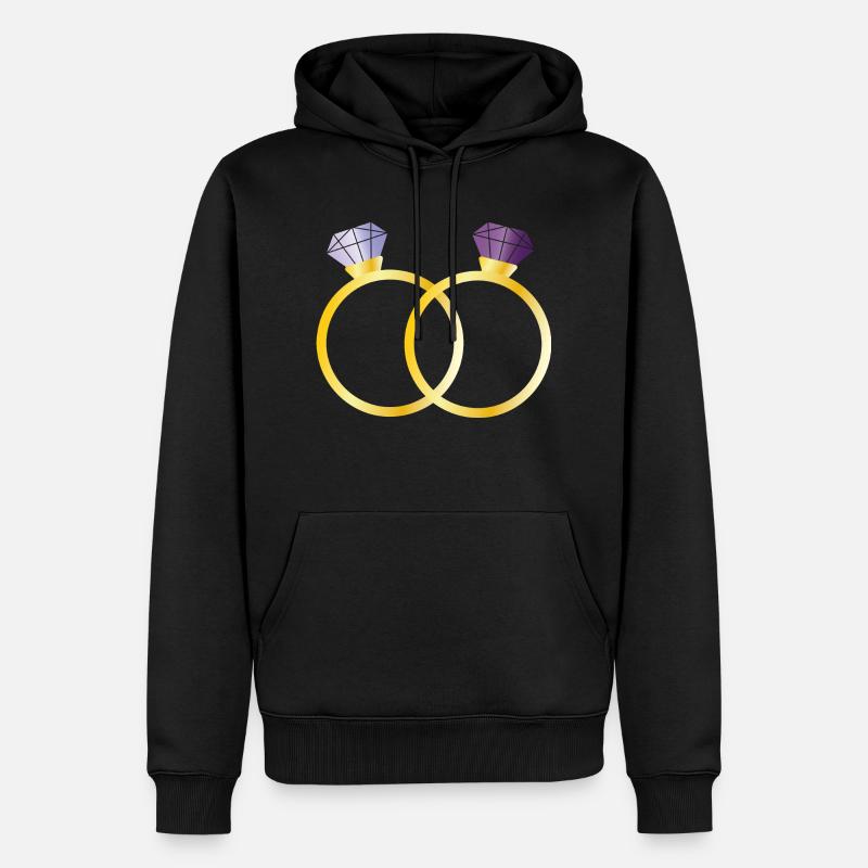 Deux bagues avec diamants violets - Sweat à capuche Premium bio Homme - noir