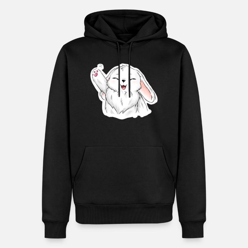 Winkender Hase - Männer Premium Bio Hoodie - Schwarz