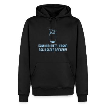 Kann mir jemand das Wasser reichen? anspruchsvoll - Männer Premium Bio Hoodie - Schwarz - Vorne - Nico (187cm)