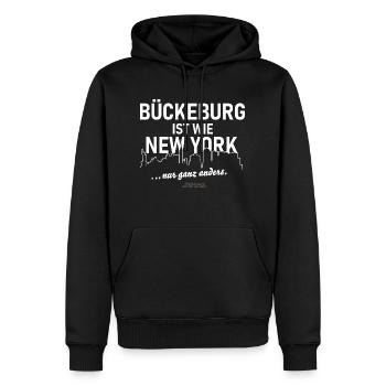 Bückeburg ist wie New York - Männer Premium Bio Hoodie - Schwarz - Vorne - Nico (187cm)