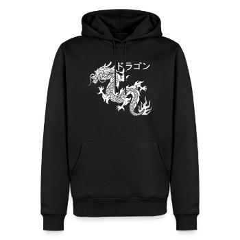 Dragon Japonais Kanji Aestethic Dragon - Sweat à capuche Premium bio Homme - noir - Devant - Nico (187cm)