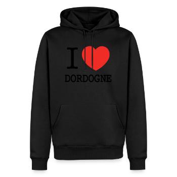 I LOVE DORDOGNE - Sweat à capuche Premium bio Homme - noir - Devant - Nico (187cm)