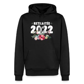 Retraitée 2022 - Sweat à capuche Premium bio Homme - noir - Devant - Nico (187cm)