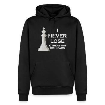 I Never Lose I Either Win Or I Learn Chess - Men’s Premium Organic Hoodie - black - Front - Nico (187cm)