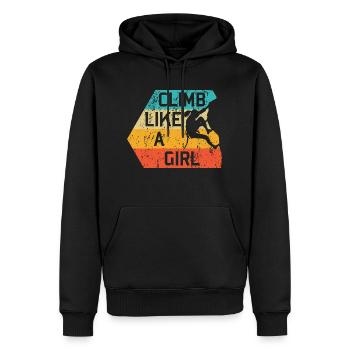 Grimpez comme une fille Alpinistes rétro - Sweat à capuche Premium bio Homme - noir - Devant - Nico (187cm)