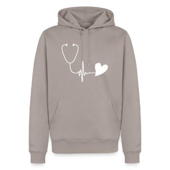 Nurse Krankenschwester Corona - Men’s Premium Organic Hoodie - taupe - Front - Nico (187cm)