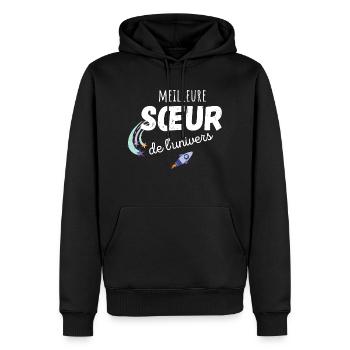 meilleure sœur de l'univers cadeau sœur - Sweat à capuche Premium bio Homme - noir - Devant - Nico (187cm)