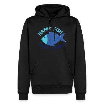 Happy Fish happy world - Männer Premium Bio Hoodie - Schwarz - Vorne - Nico (187cm)