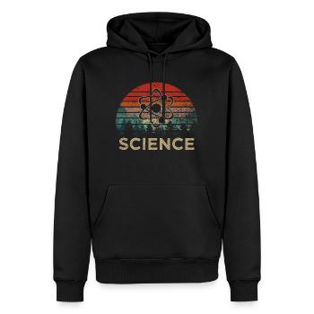 science atom vintage - Men’s Premium Organic Hoodie - black - Front - Nico (187cm)