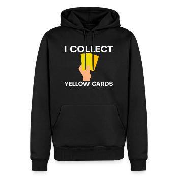 Je reçois des cartons jaunes 2 - Sweat à capuche Premium bio Homme - noir - Devant - Nico (187cm)