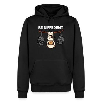 Be Different Llama mit Fledermäusen - Männer Premium Bio Hoodie - Schwarz - Vorne - Nico (187cm)