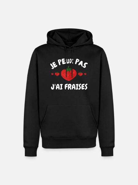 je peux pas j ai fraises - Sweat à capuche Premium bio Homme - noir