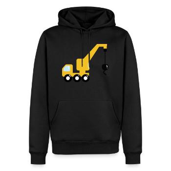 Kran - Männer Premium Bio Hoodie - Schwarz - Vorne - Nico (187cm)