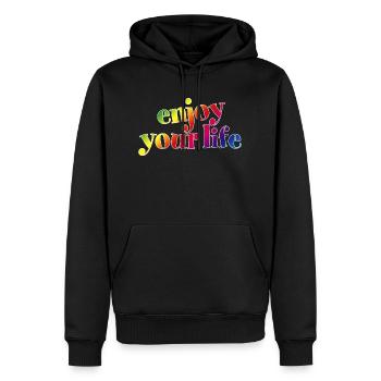 enjoy your life enjoy your life rainbow hygge - Men’s Premium Organic Hoodie - black - Front - Nico (187cm)